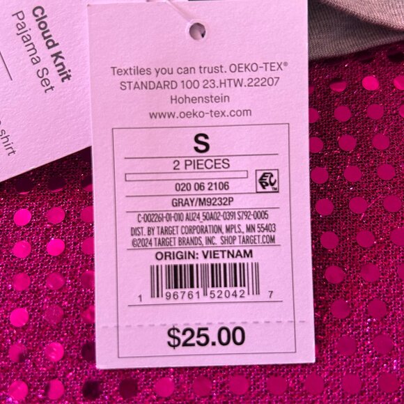 NWT light gray two piece pajama set - Picture 6 of 8